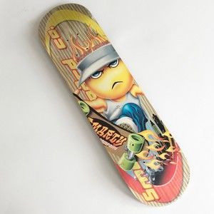 Smarty Boards Skateboard Skater Dude Flames Flaming City Skyline DECK ONLY